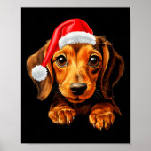 Womens Dachshund Dog Santa Claus Hat Christmas New Poster (Vorne)
