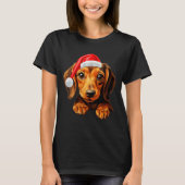 Womens Dachshund Dog Santa Claus Hat Christmas New T-Shirt (Vorderseite)