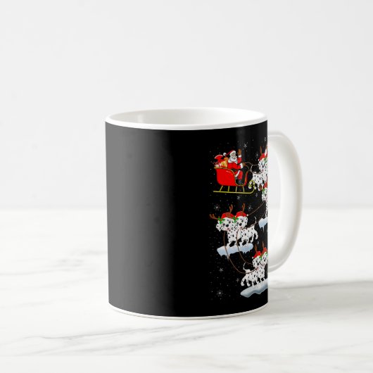 Womens Dalmatian Dog Santa Sleigh Flying Funny Mag Kaffeetasse (VorderseiteRechts)