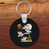 Womens Dalmatian Dog Santa Sleigh Flying Funny Mag Schlüsselanhänger (Vorderseite)