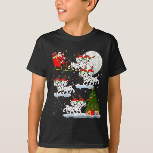 Womens Dalmatian Dog Santa Sleigh Flying Funny Mag T-Shirt (Vorderseite)