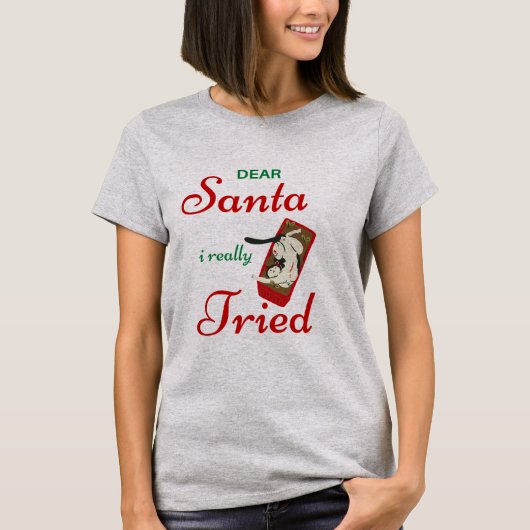 Women's Dear Santa Naughty Cat Tshirt (Vorderseite)