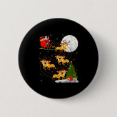 Womens Deer Santa Sleigh Flying Funny Magical Chri Button (Vorderseite)