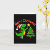 Womens Dinosaur Christmas Merry Christmas T-rex De Karte (Gelbe Blume)
