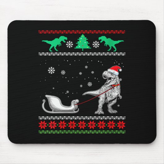 Womens Dinosaur Sleigh Merry Christmas Ugly Christ Mousepad (Vorne)
