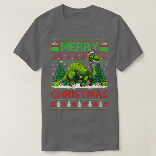 Womens Dinosaur Xmas Lighting Weihnachtsmannmütze  T-Shirt (Design vorne)