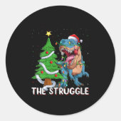 Womens Dinosaur Xmas Lights Funny T-rex Dino Men B Runder Aufkleber (Vorderseite)