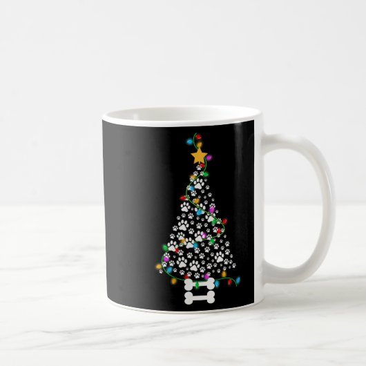 Womens Dog Paw Christmas Tree Lights Funny Puppy D Kaffeetasse (Rechts)