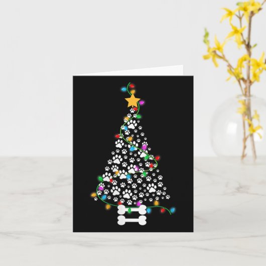 Womens Dog Paw Christmas Tree Lights Funny Puppy D Karte (Gelbe Blume)