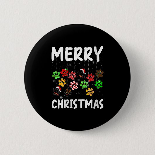 Womens Dog Paw Merry Christmas Pajamas Puppy Dog L Button (Vorderseite)