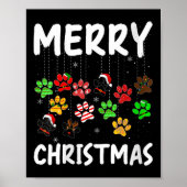Womens Dog Paw Merry Christmas Pajamas Puppy Dog L Poster (Vorne)