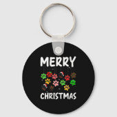 Womens Dog Paw Merry Christmas Pajamas Puppy Dog L Schlüsselanhänger (Vorderseite)