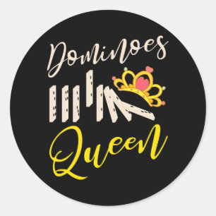 Womens Dominoes Queen Funny Game Dominoes Player  Runder Aufkleber