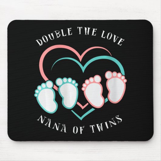 Womens Double The Love New Nana Grandma Of Twins R Mousepad (Vorne)