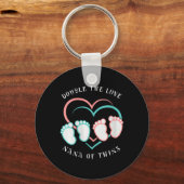 Womens Double The Love New Nana Grandma Of Twins R Schlüsselanhänger (Vorderseite)