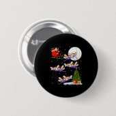Womens Dragonfly Santa Sleigh Flying Funny Magical Button (Vorne & Hinten)