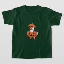 Women's Duck Pumpkin Halloween Tee Shirts.
