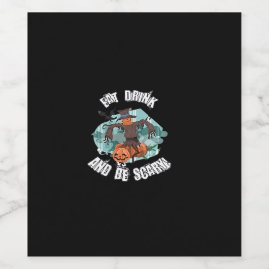Womens Eat Drink And Be Scary Halloween Modern Weinetikett (Einzelnes Label)