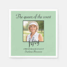 Women's Elegant Photo Tennis 50th Birthday Party