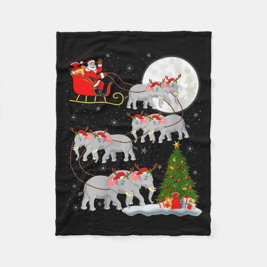 Womens Elephant Santa Sleigh Flying Funny Magical Fleecedecke (Vorderseite)