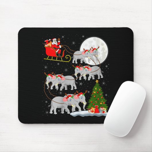 Womens Elephant Santa Sleigh Flying Funny Magical Mousepad (Mit Mouse)