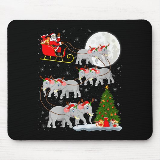 Womens Elephant Santa Sleigh Flying Funny Magical Mousepad (Vorne)