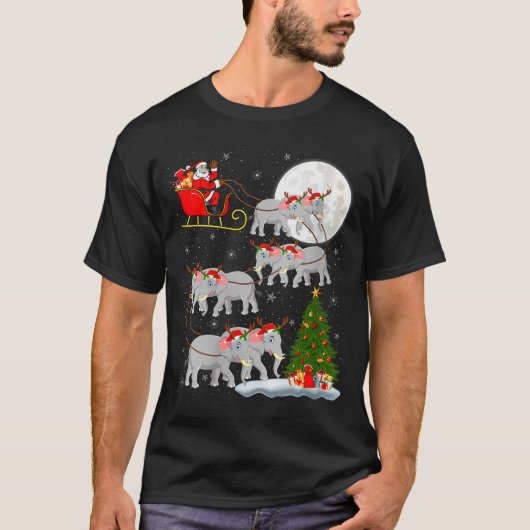 Womens Elephant Santa Sleigh Flying Funny Magical T-Shirt (Vorderseite)