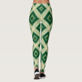 Women's Emerald Green Diamond Geometric Leggings (Rückseite)