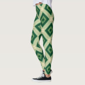 Women's Emerald Green Diamond Geometric Leggings (Links)