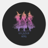 Womens Escaped Since 1692 Funny Witch Halloween De Runder Aufkleber (Vorderseite)