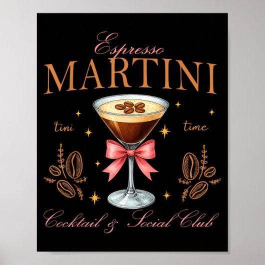 Womens Espresso Martini Social Club Drinking Tai  Poster (Vorne)