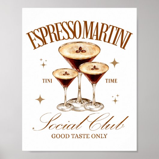 Womens Espresso Martini Social Club Drinking Tail  Poster (Vorne)