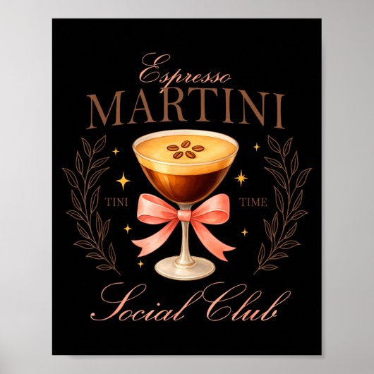 Womens Espresso Martini Social Club Drinking Tail  Poster (Vorne)