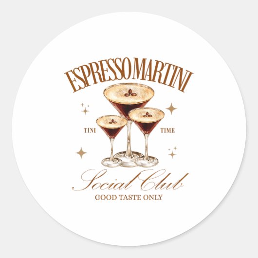 Womens Espresso Martini Social Club Drinking Tail  Runder Aufkleber (Vorderseite)