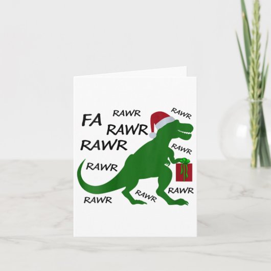 Womens Fa Rawr Dinosaur T-rex Xmas Party Santa T-r Karte (Vorderseite)