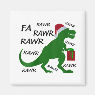 Womens Fa Rawr Dinosaur T-rex Xmas Party Santa T-r Magnet