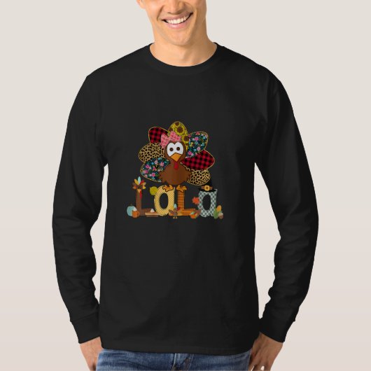 Womens Fall Turkey Lala    Thanksgiving Doodle Gra T-Shirt (Vorderseite)
