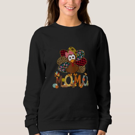 Womens Fall Turkey Momo    Thanksgiving Doodle Gra Sweatshirt (Vorderseite)