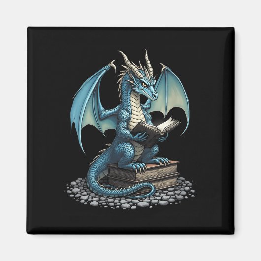 Womens Fantasy Dragon Reading Magical Book Lover H Magnet (Vorne)