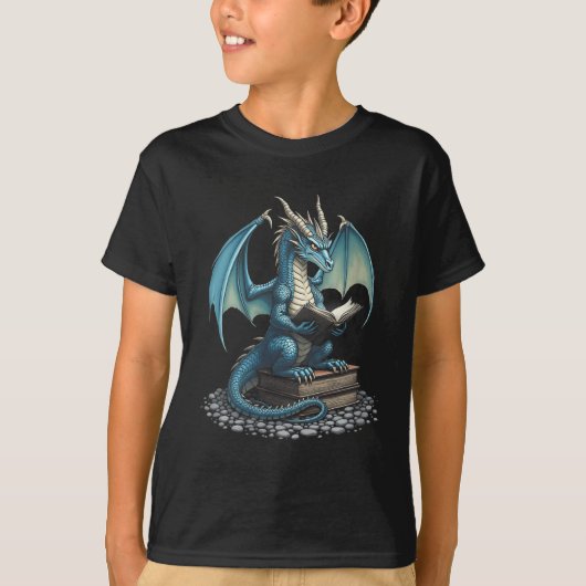 Womens Fantasy Dragon Reading Magical Book Lover H T-Shirt (Vorderseite)