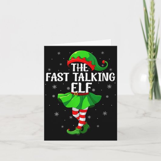 Womens Fast Talking Elf Christmas Girls Women Elf Karte (Vorderseite)