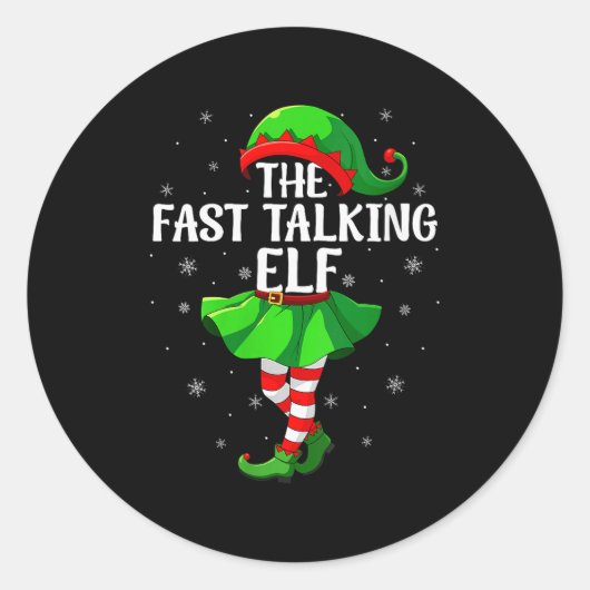 Womens Fast Talking Elf Christmas Girls Women Elf Runder Aufkleber (Vorderseite)