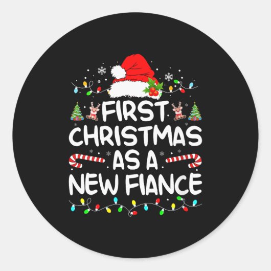 Womens First Christmas With My Hot New Fiance Enga Runder Aufkleber (Vorderseite)