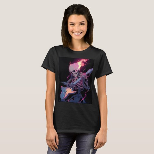 women's flaming rock skeleton t-shirt (Vorne ganz)