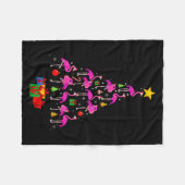Womens Flamingo Christmas Tree Pajamas Santa Hat F Fleecedecke (Vorderseite (Horizontal))