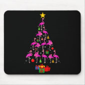 Womens Flamingo Christmas Tree Pajamas Santa Hat F Mousepad (Vorne)