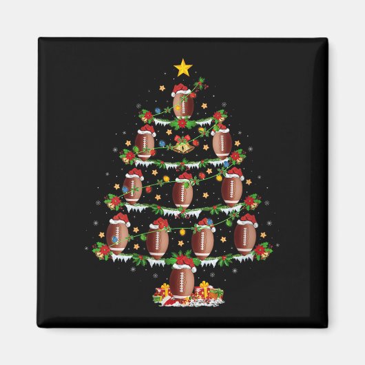 Womens Football Christmas Tree Lights Srts Player Magnet (Vorne)