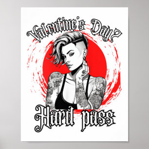 Womens for anti Valentine's Day Tattooed Single Wo Poster