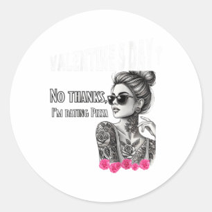 Womens for anti Valentine's Day Tattooed Single Wo Runder Aufkleber