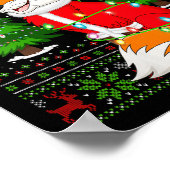 Womens Fox Christmas Lights Santa Costume Ugly Xma Poster (Ecke)